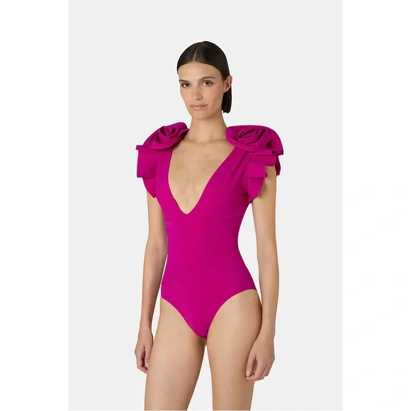Chiara Boni La Petite Robe Classic Koji One Piece Swimsuit Pink 12 - Picture 1 of 7